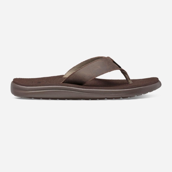 Hungary Teva Voya Flip Leather - Férfi Papucs Sötét Barna - 846-ICUDK